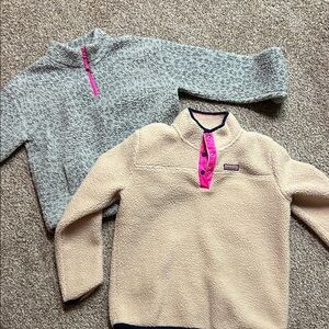 Vineyard Vines Kids Fleece Pullover and gap kidsGray and Cream with Pink Accents